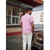 imagePJ PAUL JONES Mens Button Down Short Sleeve Shirt Casual Wrinkle Free Dress Shirt with Flip Print CuffPink