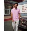 imagePJ PAUL JONES Mens Button Down Short Sleeve Shirt Casual Wrinkle Free Dress Shirt with Flip Print CuffPink