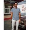 imagePJ PAUL JONES Mens Button Down Short Sleeve Shirt Casual Wrinkle Free Dress Shirt with Flip Print CuffPurple Grey Light