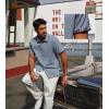 imagePJ PAUL JONES Mens Button Down Short Sleeve Shirt Casual Wrinkle Free Dress Shirt with Flip Print CuffPurple Grey Light