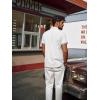 imagePJ PAUL JONES Mens Button Down Short Sleeve Shirt Casual Wrinkle Free Dress Shirt with Flip Print CuffWhite