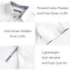 imagePJ PAUL JONES Mens Button Down Short Sleeve Shirt Casual Wrinkle Free Dress Shirt with Flip Print CuffWhite