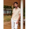 imagePJ PAUL JONES Mens Cotton Shirts Short Sleeve Button Down Shirts Casual Summer Beach Vacation Shirt with Double PocketsApricot