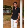 imagePJ PAUL JONES Mens Cotton Shirts Short Sleeve Button Down Shirts Casual Summer Beach Vacation Shirt with Double PocketsBlack