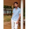imagePJ PAUL JONES Mens Cotton Shirts Short Sleeve Button Down Shirts Casual Summer Beach Vacation Shirt with Double PocketsLight Blue