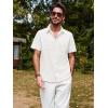 imagePJ PAUL JONES Mens Cotton Shirts Short Sleeve Button Down Shirts Casual Summer Beach Vacation Shirt with Double PocketsWhite