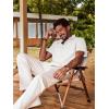imagePJ PAUL JONES Mens Cotton Shirts Short Sleeve Button Down Shirts Casual Summer Beach Vacation Shirt with Double PocketsWhite