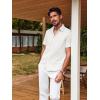 imagePJ PAUL JONES Mens Cotton Shirts Short Sleeve Button Down Shirts Casual Summer Beach Vacation Shirt with Double PocketsWhite