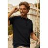 imagePJ PAUL JONES Mens TShirts Henley Short Sleeve Knit Shirt Casual Summer Textured Tee ShirtBlack
