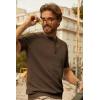 imagePJ PAUL JONES Mens TShirts Henley Short Sleeve Knit Shirt Casual Summer Textured Tee ShirtCoffee