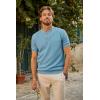 imagePJ PAUL JONES Mens TShirts Henley Short Sleeve Knit Shirt Casual Summer Textured Tee ShirtDusty Blue