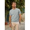 imagePJ PAUL JONES Mens TShirts Henley Short Sleeve Knit Shirt Casual Summer Textured Tee ShirtLight Grey