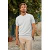 imagePJ PAUL JONES Mens TShirts Henley Short Sleeve Knit Shirt Casual Summer Textured Tee ShirtWhite