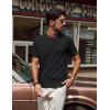 imagePJ PAUL JONES Mens TShirts Knit Crewneck Shirt Casual Short Sleeve Textured Pullover TeesBlack