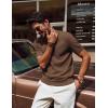 imagePJ PAUL JONES Mens TShirts Knit Crewneck Shirt Casual Short Sleeve Textured Pullover TeesCoffee