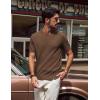 imagePJ PAUL JONES Mens TShirts Knit Crewneck Shirt Casual Short Sleeve Textured Pullover TeesCoffee