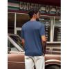 imagePJ PAUL JONES Mens TShirts Knit Crewneck Shirt Casual Short Sleeve Textured Pullover TeesDark Blue