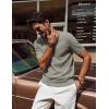 imagePJ PAUL JONES Mens TShirts Knit Crewneck Shirt Casual Short Sleeve Textured Pullover TeesKhaki