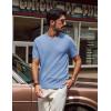 imagePJ PAUL JONES Mens TShirts Knit Crewneck Shirt Casual Short Sleeve Textured Pullover TeesLight Blue