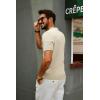 imagePJ PAUL JONES Mens Zipper Polo Shirt Textured Casual Knit Short Sleeve Polo T ShirtApricot