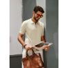 imagePJ PAUL JONES Mens Zipper Polo Shirt Textured Casual Knit Short Sleeve Polo T ShirtApricot