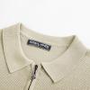 imagePJ PAUL JONES Mens Zipper Polo Shirt Textured Casual Knit Short Sleeve Polo T ShirtApricot