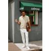imagePJ PAUL JONES Mens Zipper Polo Shirt Textured Casual Knit Short Sleeve Polo T ShirtApricot