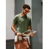 imagePJ PAUL JONES Mens Zipper Polo Shirt Textured Casual Knit Short Sleeve Polo T ShirtArmy Green