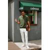 imagePJ PAUL JONES Mens Zipper Polo Shirt Textured Casual Knit Short Sleeve Polo T ShirtArmy Green