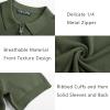 imagePJ PAUL JONES Mens Zipper Polo Shirt Textured Casual Knit Short Sleeve Polo T ShirtArmy Green