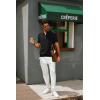 imagePJ PAUL JONES Mens Zipper Polo Shirt Textured Casual Knit Short Sleeve Polo T ShirtBlack