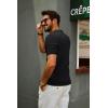 imagePJ PAUL JONES Mens Zipper Polo Shirt Textured Casual Knit Short Sleeve Polo T ShirtBlack