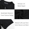 imagePJ PAUL JONES Mens Zipper Polo Shirt Textured Casual Knit Short Sleeve Polo T ShirtBlack