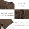imagePJ PAUL JONES Mens Zipper Polo Shirt Textured Casual Knit Short Sleeve Polo T ShirtCoffee