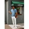 imagePJ PAUL JONES Mens Zipper Polo Shirt Textured Casual Knit Short Sleeve Polo T ShirtGray Blue