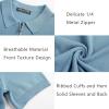 imagePJ PAUL JONES Mens Zipper Polo Shirt Textured Casual Knit Short Sleeve Polo T ShirtGray Blue
