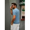 imagePJ PAUL JONES Mens Zipper Polo Shirt Textured Casual Knit Short Sleeve Polo T ShirtGray Blue