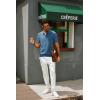 imagePJ PAUL JONES Mens Zipper Polo Shirt Textured Casual Knit Short Sleeve Polo T ShirtIndigo Blue