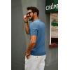 imagePJ PAUL JONES Mens Zipper Polo Shirt Textured Casual Knit Short Sleeve Polo T ShirtIndigo Blue