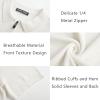 imagePJ PAUL JONES Mens Zipper Polo Shirt Textured Casual Knit Short Sleeve Polo T ShirtIvory White