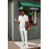 imagePJ PAUL JONES Mens Zipper Polo Shirt Textured Casual Knit Short Sleeve Polo T ShirtIvory White