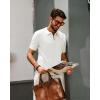 imagePJ PAUL JONES Mens Zipper Polo Shirt Textured Casual Knit Short Sleeve Polo T ShirtIvory White