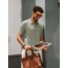 imagePJ PAUL JONES Mens Zipper Polo Shirt Textured Casual Knit Short Sleeve Polo T ShirtKhaki Green