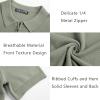 imagePJ PAUL JONES Mens Zipper Polo Shirt Textured Casual Knit Short Sleeve Polo T ShirtKhaki Green