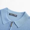 imagePJ PAUL JONES Mens Zipper Polo Shirt Textured Casual Knit Short Sleeve Polo T ShirtLight Blue