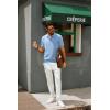 imagePJ PAUL JONES Mens Zipper Polo Shirt Textured Casual Knit Short Sleeve Polo T ShirtLight Blue