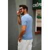 imagePJ PAUL JONES Mens Zipper Polo Shirt Textured Casual Knit Short Sleeve Polo T ShirtLight Blue