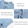 imagePJ PAUL JONES Mens Zipper Polo Shirt Textured Casual Knit Short Sleeve Polo T ShirtLight Blue