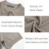 imagePJ PAUL JONES Mens Zipper Polo Shirt Textured Casual Knit Short Sleeve Polo T ShirtLight Camel