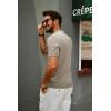 imagePJ PAUL JONES Mens Zipper Polo Shirt Textured Casual Knit Short Sleeve Polo T ShirtLight Camel